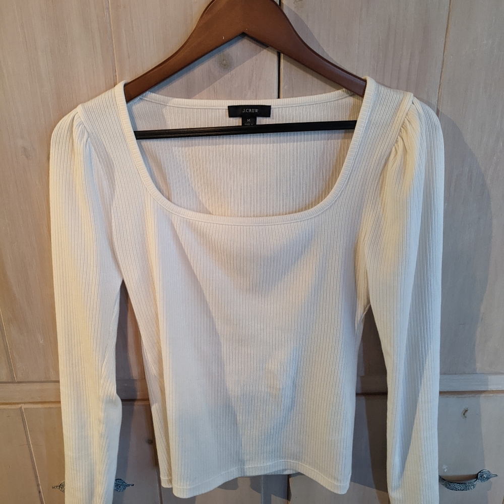 Jcrew ivory top long sleeve size Medium